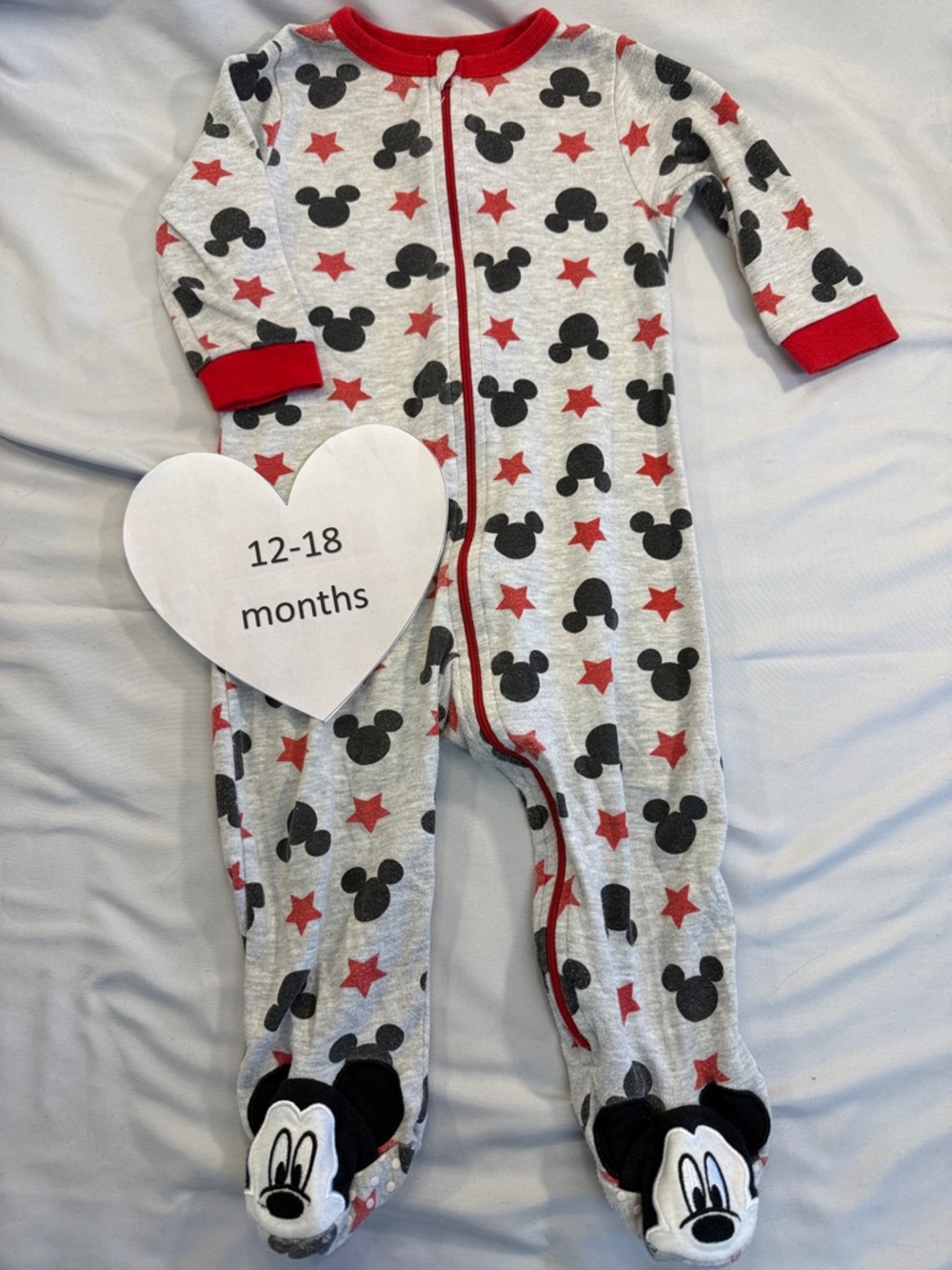 Disney - Mickey Mouse Gray and Red Footie Pajamas/Sleeper